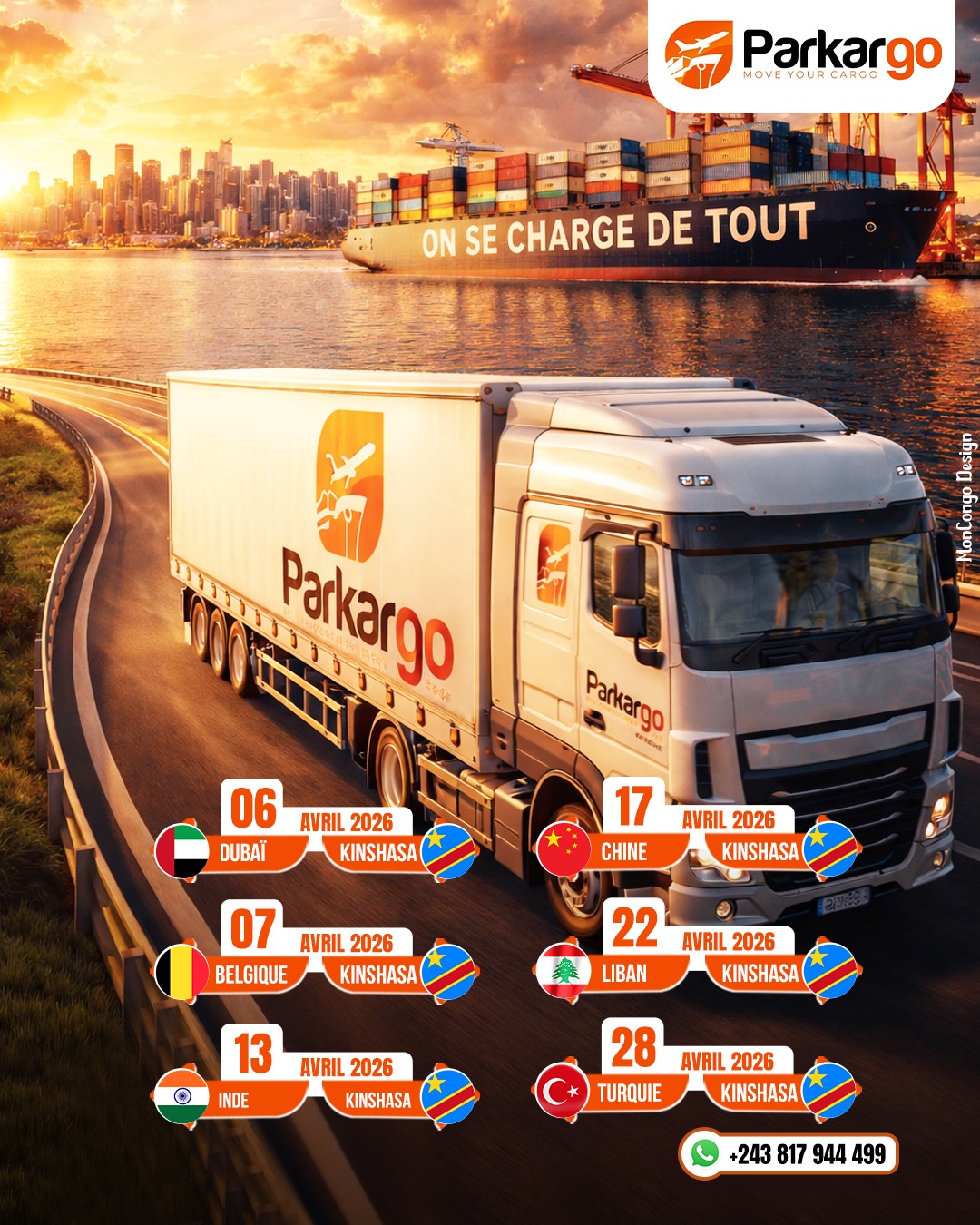 Une logistique complète vers Kinshasa