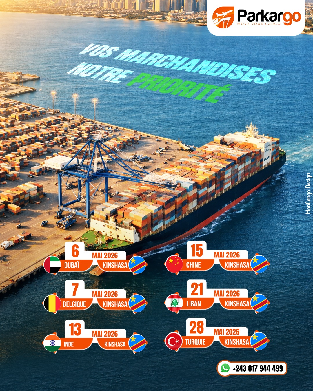 Expéditions vers Kinshasa – Mai 2026