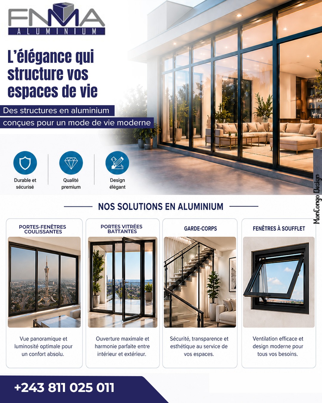 Des intérieurs modernes en aluminium sur mesure