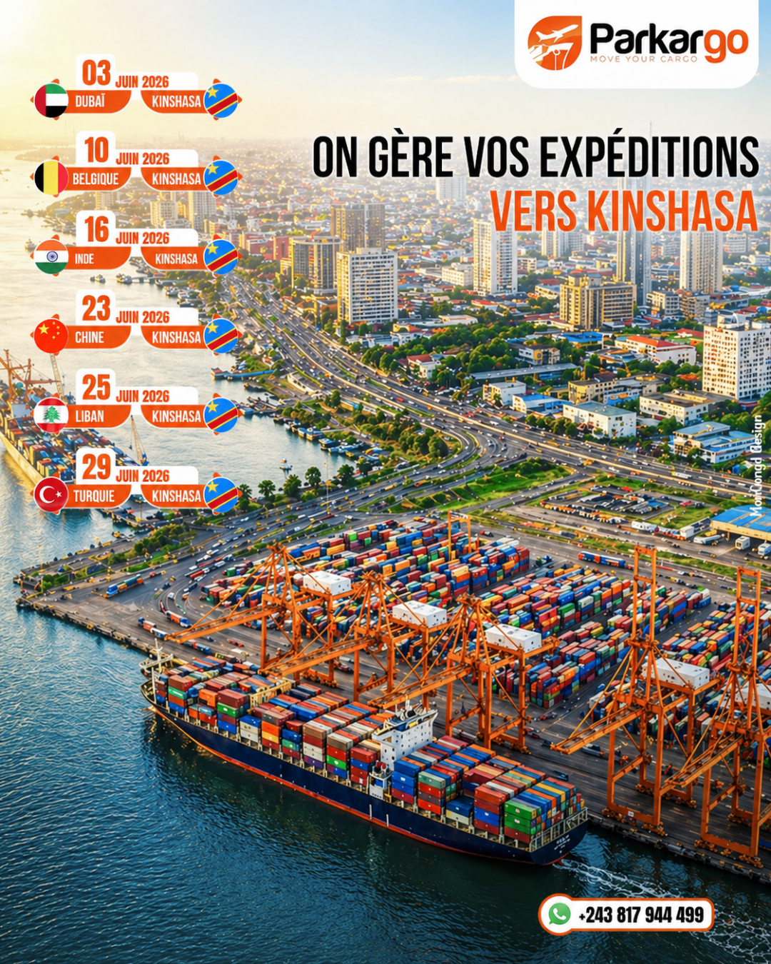 On gère vos expéditions vers Kinshasa