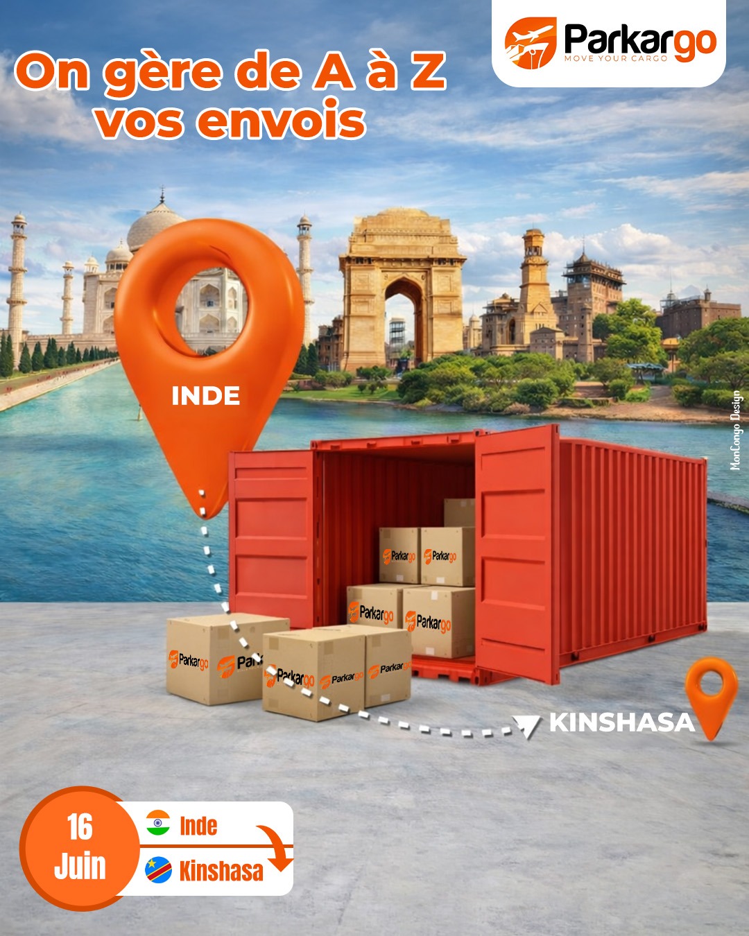 Vos expéditions Inde → Kinshasa en toute confiance