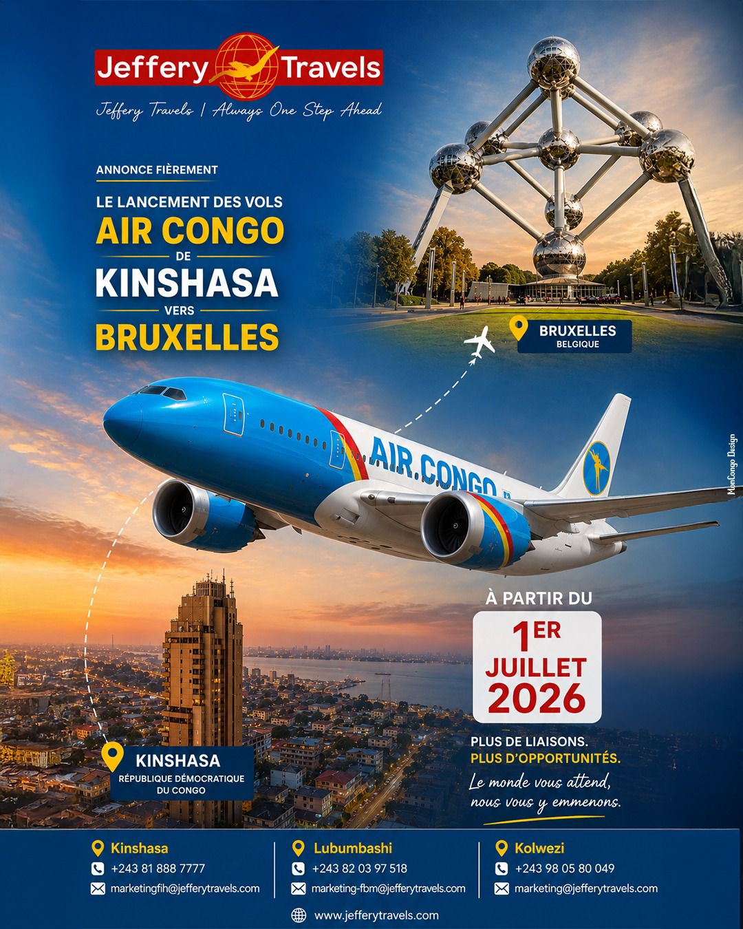 Lancement Kinshasa vers Bruxelles en direct