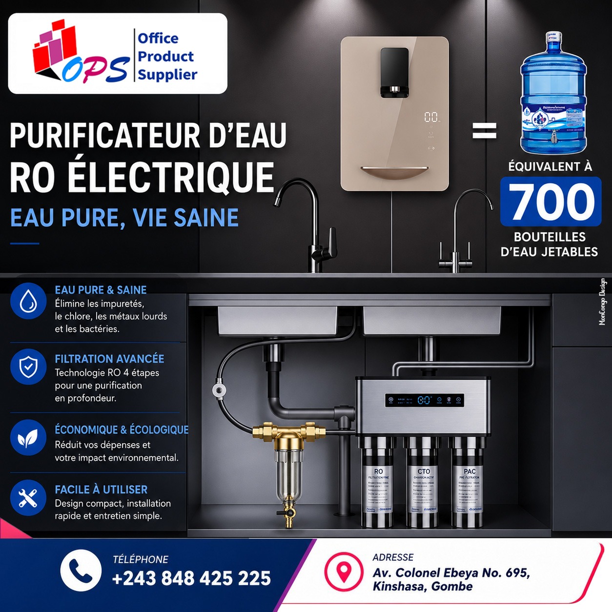 Votre propre eau purifiée à la demande.
