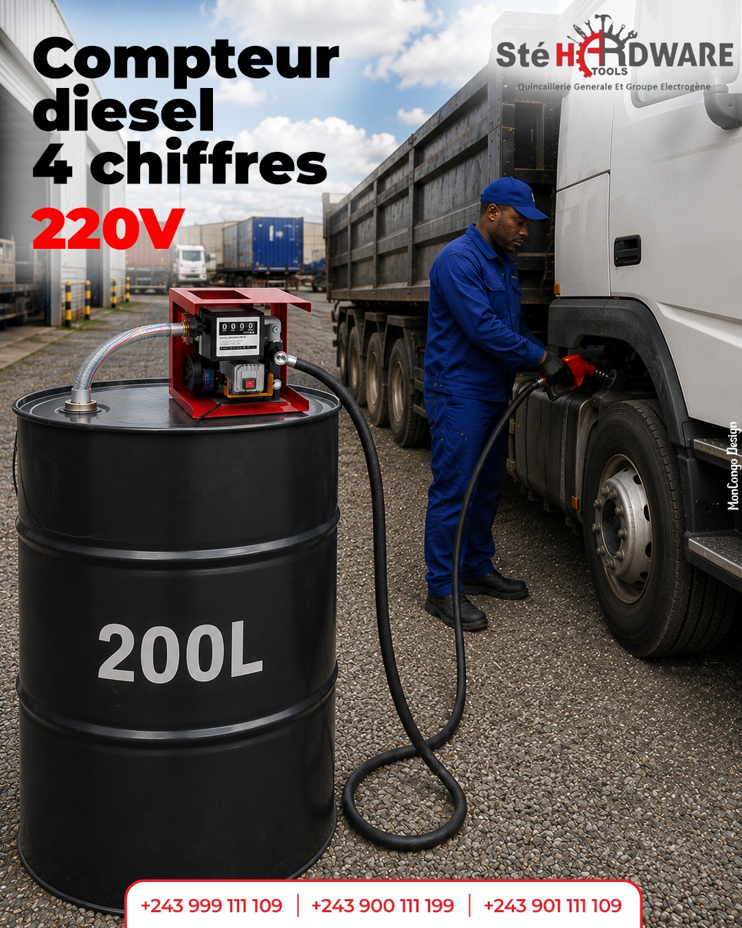 Compteur diesel 4 chiffres 220V 