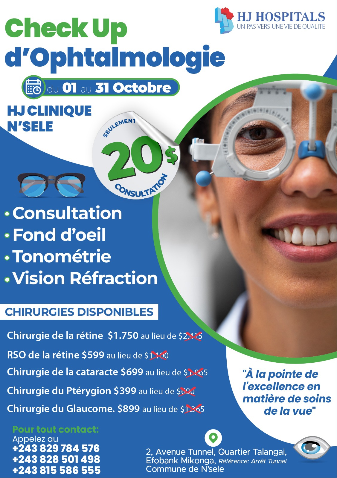 Check-up d’ophtalmologie à 20 $ seulement ! 